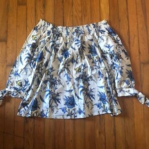 LOFT Off- Shoulder Floral Linen Top